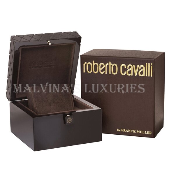 ROBERTO CAVALLI WATCH by FRANCK MULLER 35mm GOLD TONE LOGO CRYSTALS - Picture 4 of 4